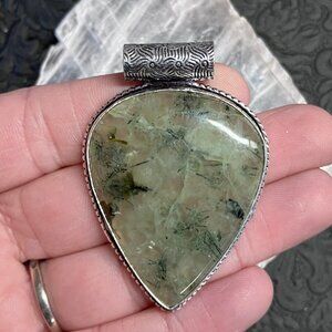 Prehnite With Epidote Pendant Crystal Stone Jewelry
